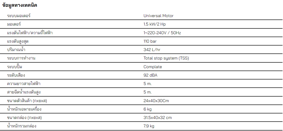 เครื่องฉีดน้ำแรงดันสูง 110 บาร์ Zinsano รุ่น ZN1101 stintertrade