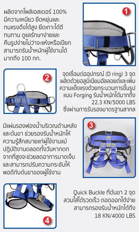 เข็มขัดเซฟตี้ครึ่งตัวปีนเขา รุ่น SH800 YAMADA STINTERTRADE