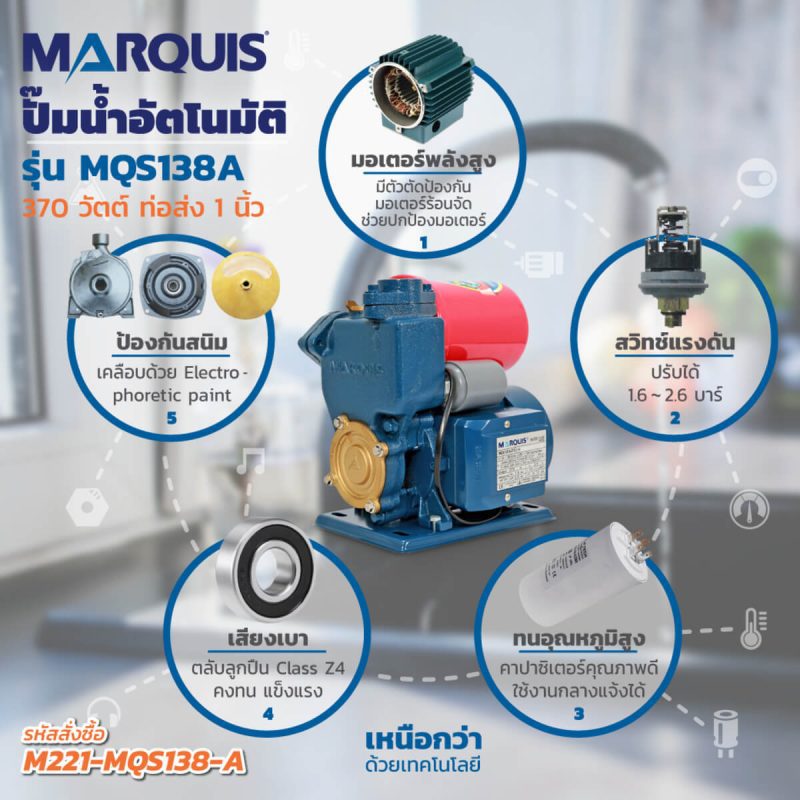 ปั๊มน้ำอัตโนมัติ MARQUIS รุ่น MQS138 STINTERTRADE