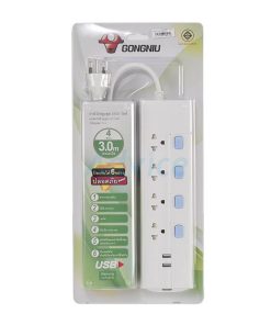 T304U-3M ปลั๊กรางไฟ 4สวิตซ์ 4ช่อง+USB