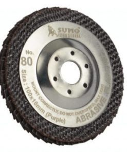ใบเจียรผ้าทรายซ้อน (สีม่วง) 4" No.80 หลังแข็ง Turbo ฝาเหล็ก
