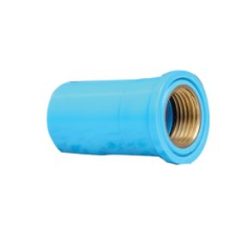 ข้อต่อตรงเกลียวในทองเหลือง พีวีซีแข็ง(สีฟ้า) ขนาด 3/4" นิ้ว