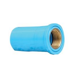 ข้อต่อตรงเกลียวในทองเหลือง พีวีซีแข็ง(สีฟ้า) ขนาด 3/4" นิ้ว