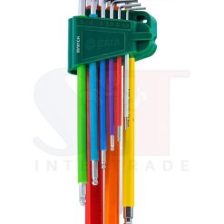 ชุดประแจหกเหลี่ยมหัวบอลยาวพิเศษ แทบสีกันลื่น 9 ชิ้น SATA 09101CH