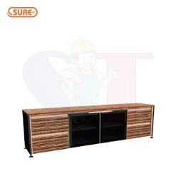 ตู้เตี้ย sideboard 4 ลิ้นชัก 2 บานเปิดกระจก